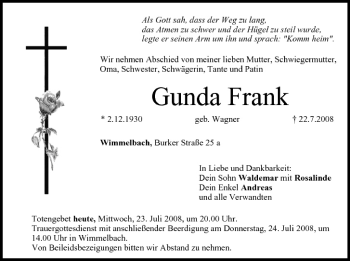 Anzeige von Gunda Frank von MGO