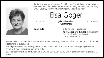 Anzeige von Elsa Goger von MGO