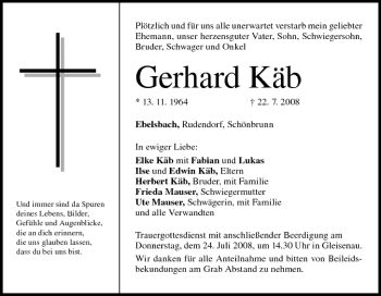 Anzeige von Gerhard Käb von MGO