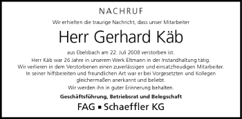 Anzeige von Gerhard Käb von MGO