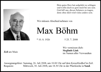 Anzeige von Max Böhm von MGO