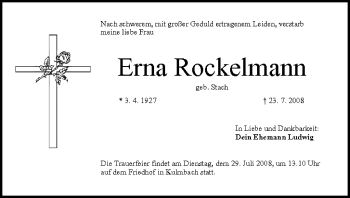 Anzeige von Erna Rockelmann von MGO