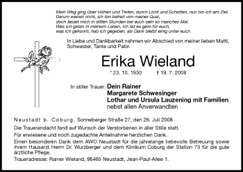 Anzeige von Erika Wieland von MGO