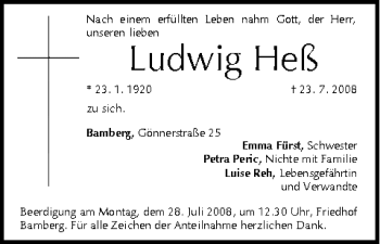Anzeige von Ludwig Heß von MGO