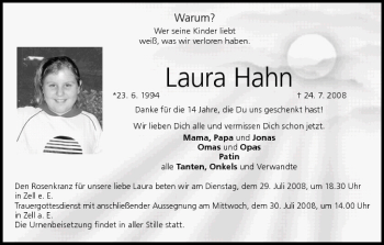 Anzeige von Laura Hahn von MGO