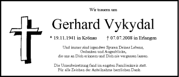 Anzeige von Gerhard Vykydal von MGO