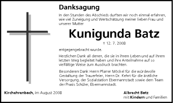 Anzeige von Kunigunda Batz von MGO