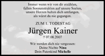 Anzeige von Jürgen Kainer von MGO