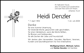 Anzeige von Heidi Denzler von MGO