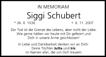 Anzeige von Siggi Schubert von MGO