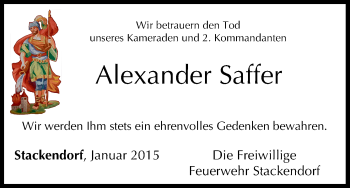 Anzeige von Alexander Saffer von MGO