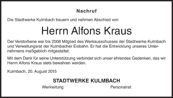 Anzeige von Alfons Kraus von MGO