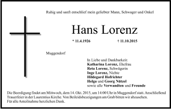 Anzeige von Hans Lorenz von MGO
