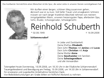 Anzeige von Reinhold Schuberth von MGO