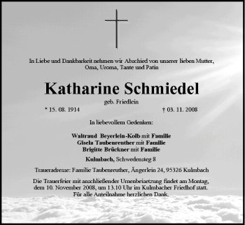 Anzeige von Katharine Schmiedel von MGO