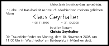 Anzeige von Klaus Geyrhalter von MGO