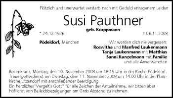 Anzeige von Susi Pauthner von MGO