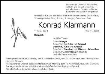 Anzeige von Konrad Klarmann von MGO