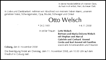 Anzeige von Otto Welsch von MGO