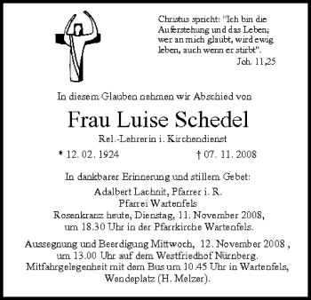 Anzeige von Luise Schedel von MGO
