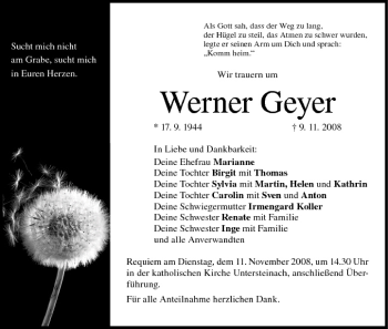 Anzeige von Werner Geyer von MGO