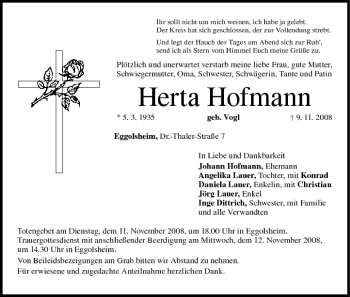 Anzeige von Herta Hofmann von MGO
