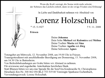 Anzeige von Lorenz Holzschuh von MGO