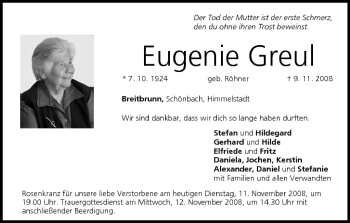 Anzeige von Eugenie Greul von MGO