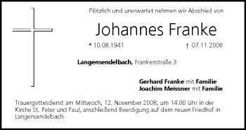 Anzeige von Johannes Franke von MGO