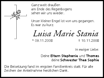 Anzeige von Luisa Marie Stania von MGO
