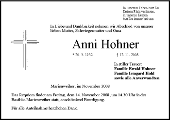 Anzeige von Anni Hohner von MGO