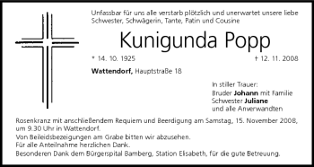 Anzeige von Kunigunda Popp von MGO