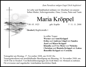 Anzeige von Maria Kröppel von MGO