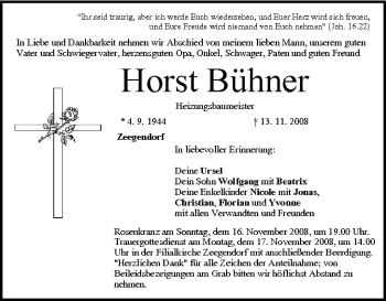 Anzeige von Horst Bühner von MGO