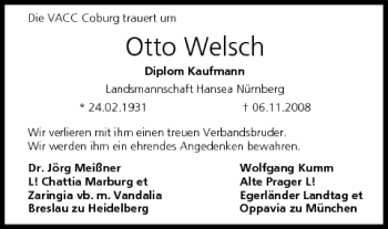 Anzeige von Otto Welsch von MGO