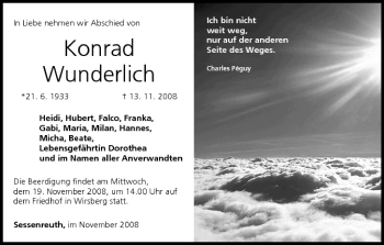 Anzeige von Konrad Wunderlich von MGO