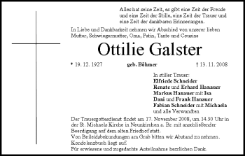 Anzeige von Ottilie Galster von MGO