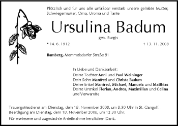Anzeige von Ursulina Badum von MGO