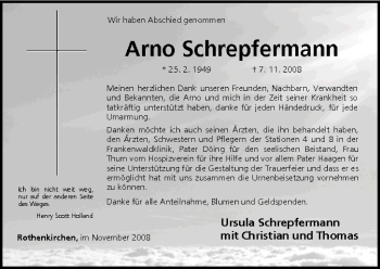 Anzeige von Arno Schrepfermann von MGO