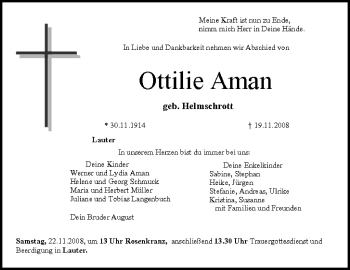 Anzeige von Ottilie Aman von MGO