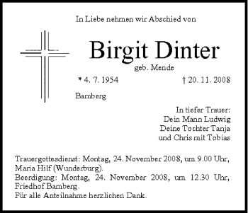 Anzeige von Birgit Dinter von MGO