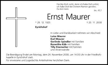 Anzeige von Ernst Maurer von MGO
