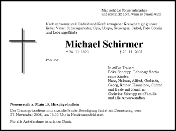 Anzeige von Michael Schirrner von MGO