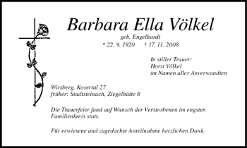 Anzeige von Barbara Ella Völkel von MGO