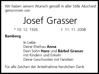 Anzeige von Josef Grasser von MGO
