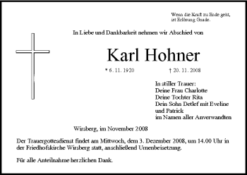 Anzeige von Karl Hohner von MGO