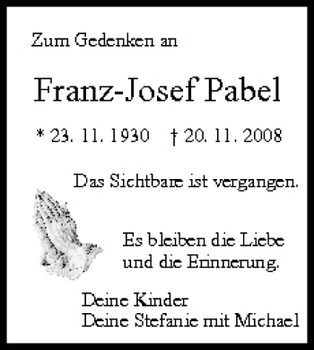 Anzeige von Franz-Josef Fabel von MGO