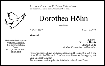 Anzeige von Dorothea Höhn von MGO