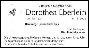 Anzeige von Dorothea Eberlein von MGO
