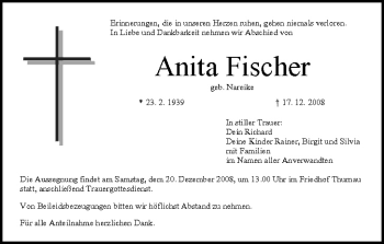 Anzeige von Anita Fischer von MGO